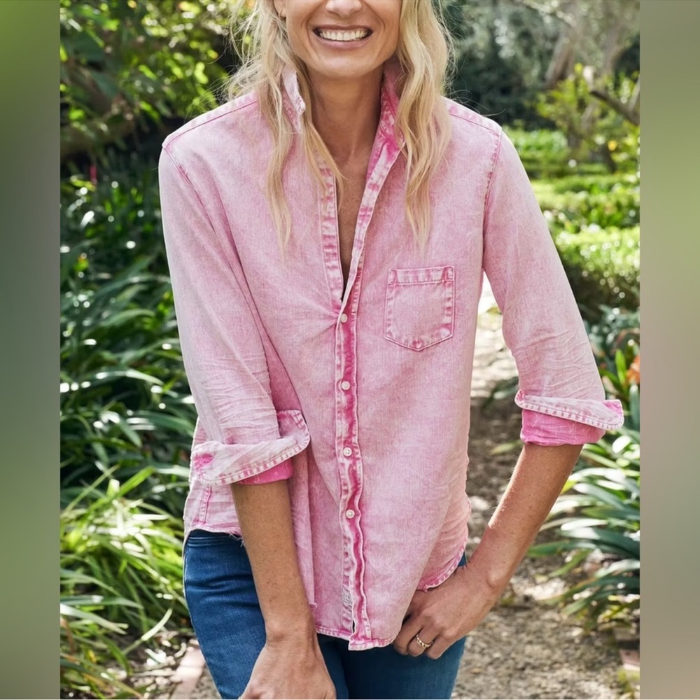 Frank & Eileen Eileen Relaxed Button-Up Shirt Famous Denim Mineral Wash Pink M